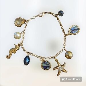 3/$30 VTG 1970s Mermaidcore Beach Theme Seahorse Charm Bracelet